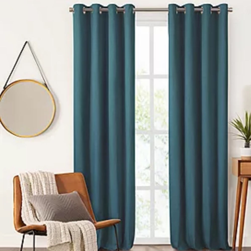 Fieldcrest Heritage Davina Solid 100% Blackout Grommet in deep turquoise 50x96”